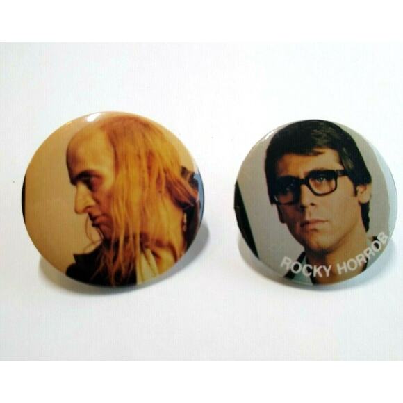Rocky Horror Picture Show Licensed Brad Riff Raff Buttons Pins Original 1983 Lot - Picture 1 of 4